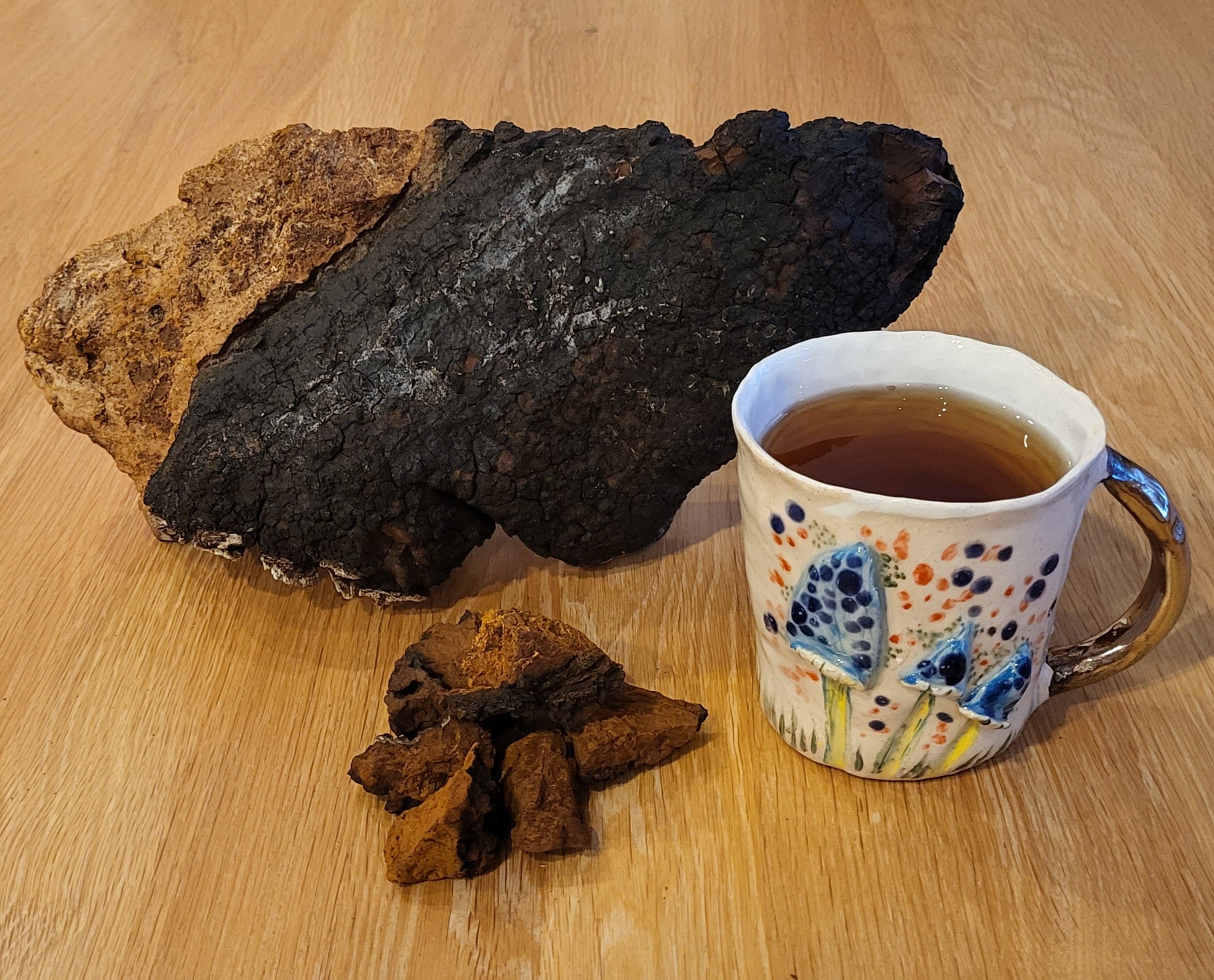Organiskās Čaga (melnās bērzu piepes) pulveris. Uztura bagātinātājs